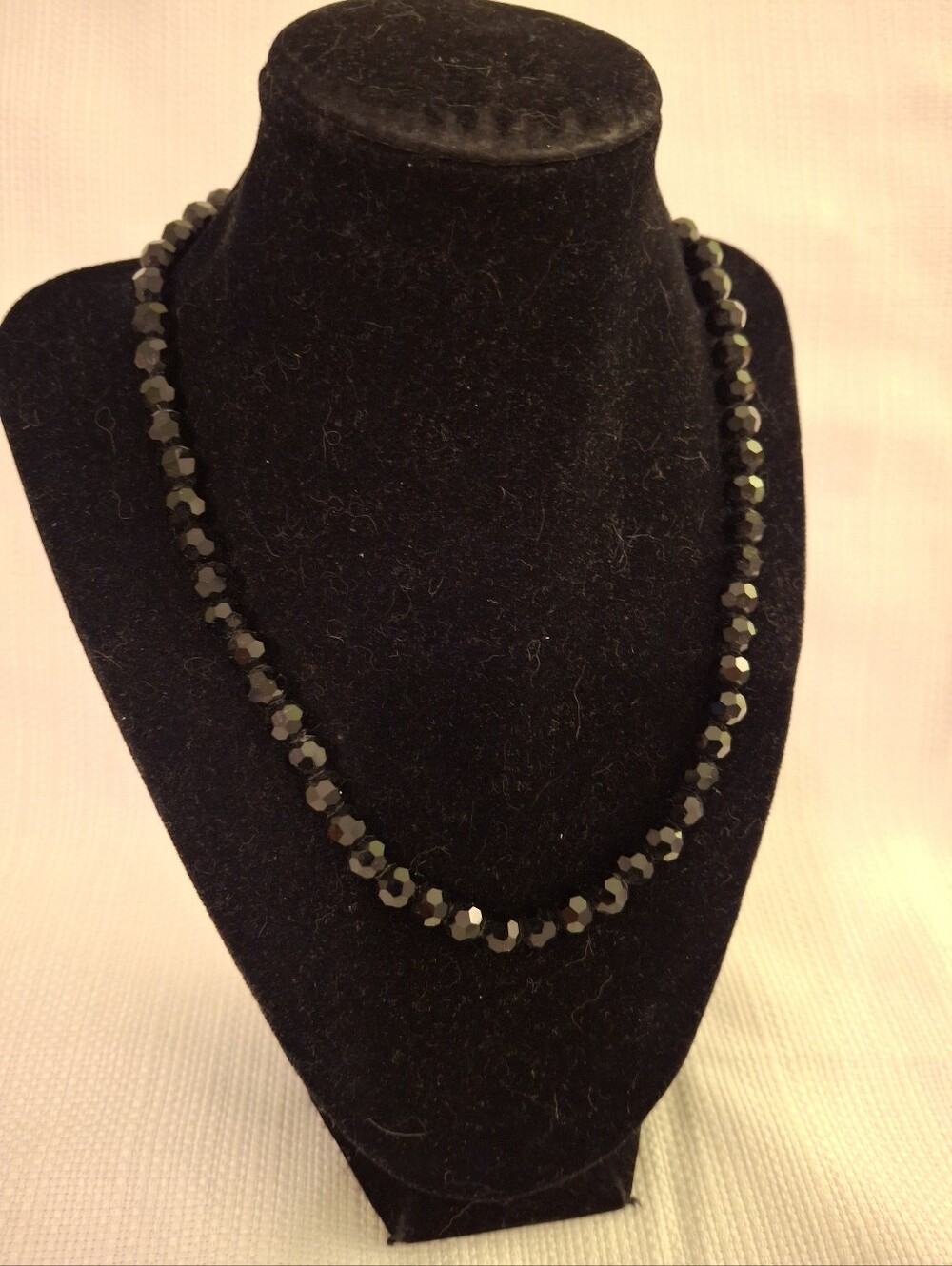 Classic Black Faceted Bead Necklace - 1928